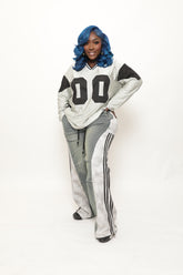 Laced-Up Track Denim Pants